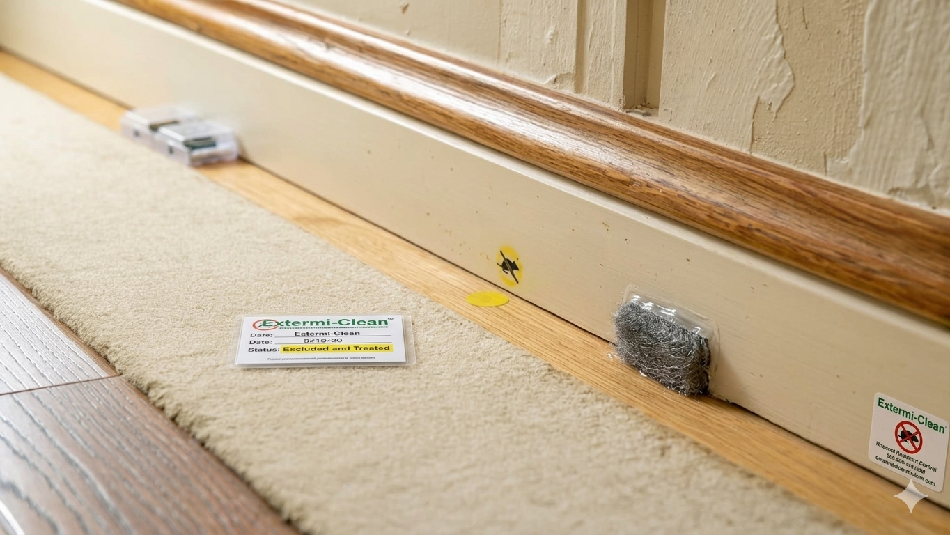 Home protected after rodent treatment with sealed entry points